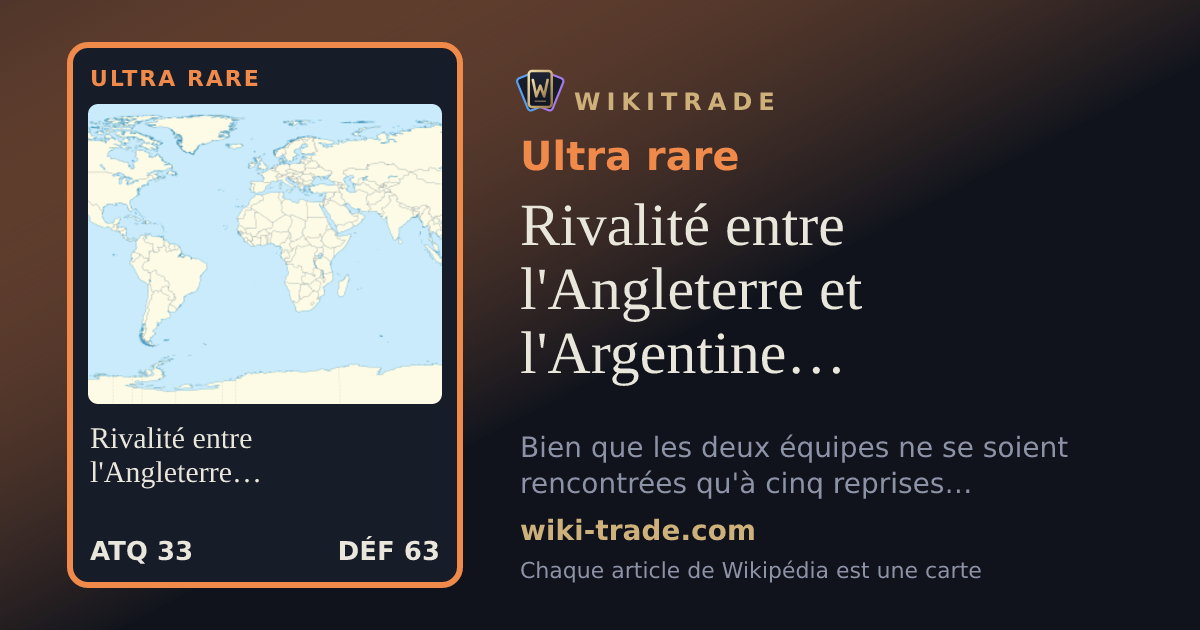 Rivalité entre l'Angleterre et l'Argentine en football — carte Ultra rare
