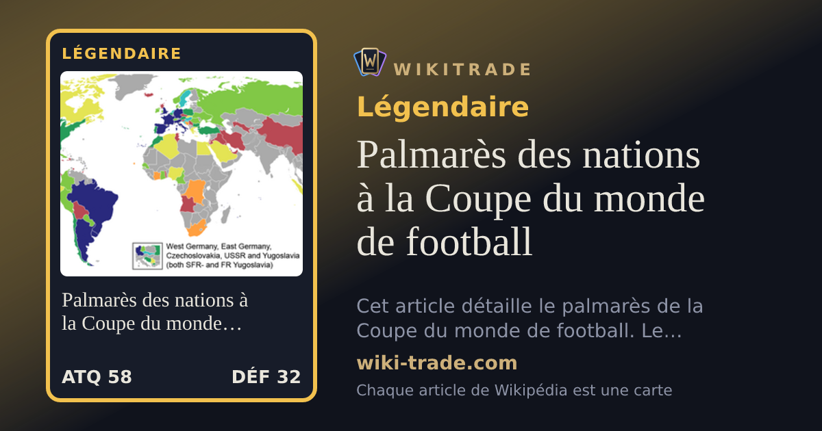 Palmarès des nations à la Coupe du monde de football — carte Légendaire