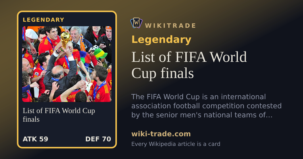 List of FIFA World Cup finals — Legendary card