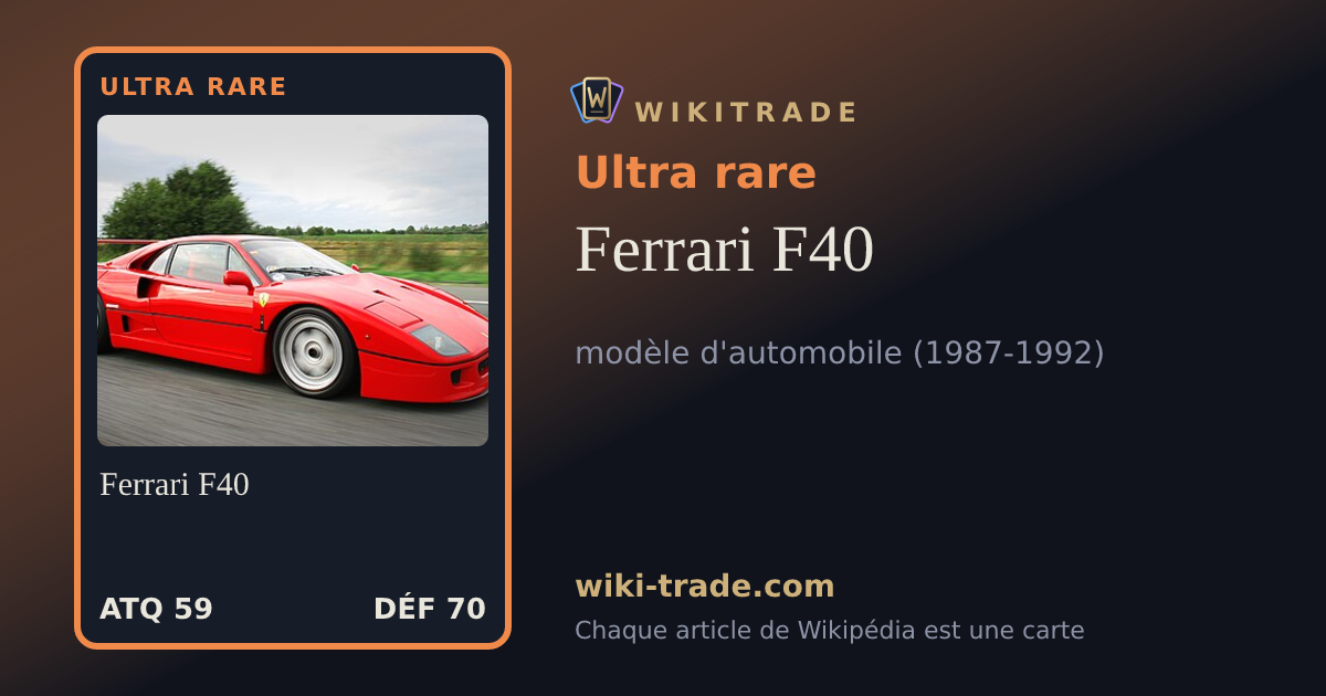 Ferrari F40 — carte Ultra rare