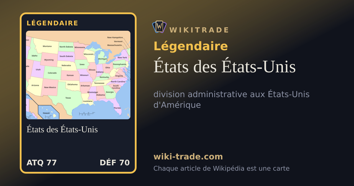 États des États-Unis — carte Légendaire