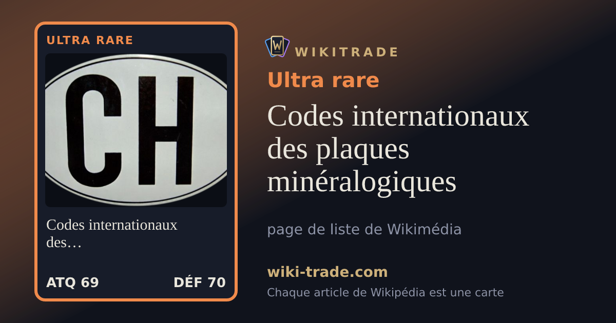 Codes internationaux des plaques minéralogiques — carte Ultra rare