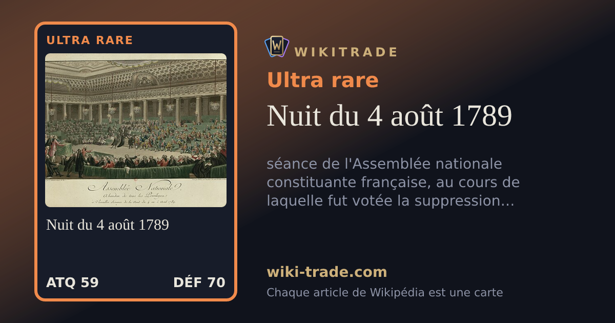 Nuit du 4 août 1789 — carte Ultra rare