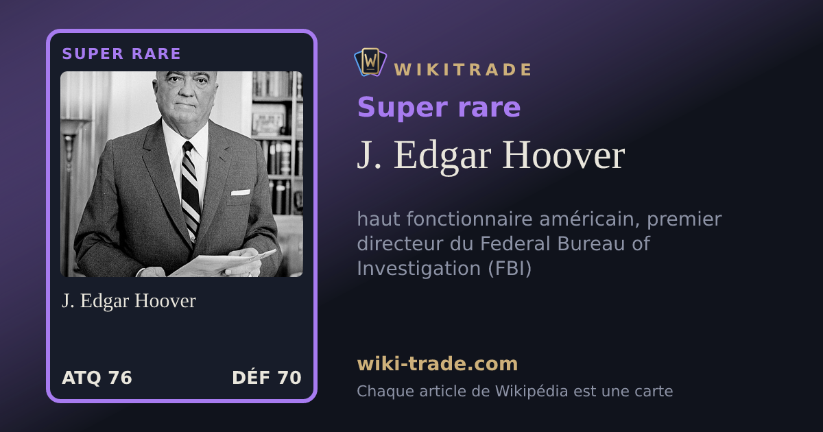 J. Edgar Hoover — carte Super rare