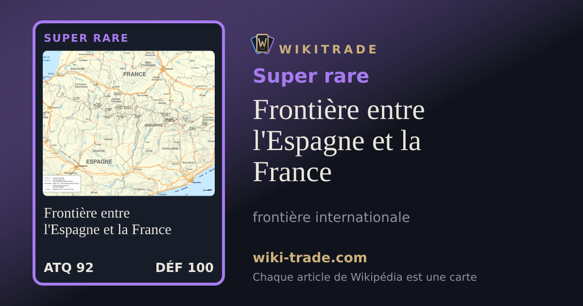 Frontière entre l'Espagne et la France — carte Super rare