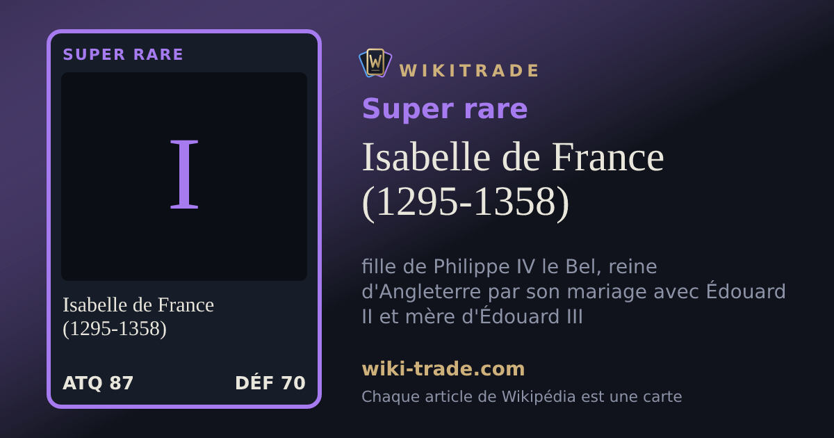 Isabelle de France (1295-1358) — carte Super rare