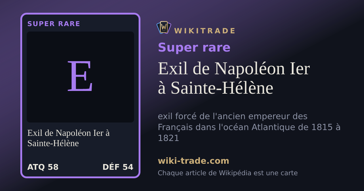 Exil de Napoléon Ier à Sainte-Hélène — carte Super rare