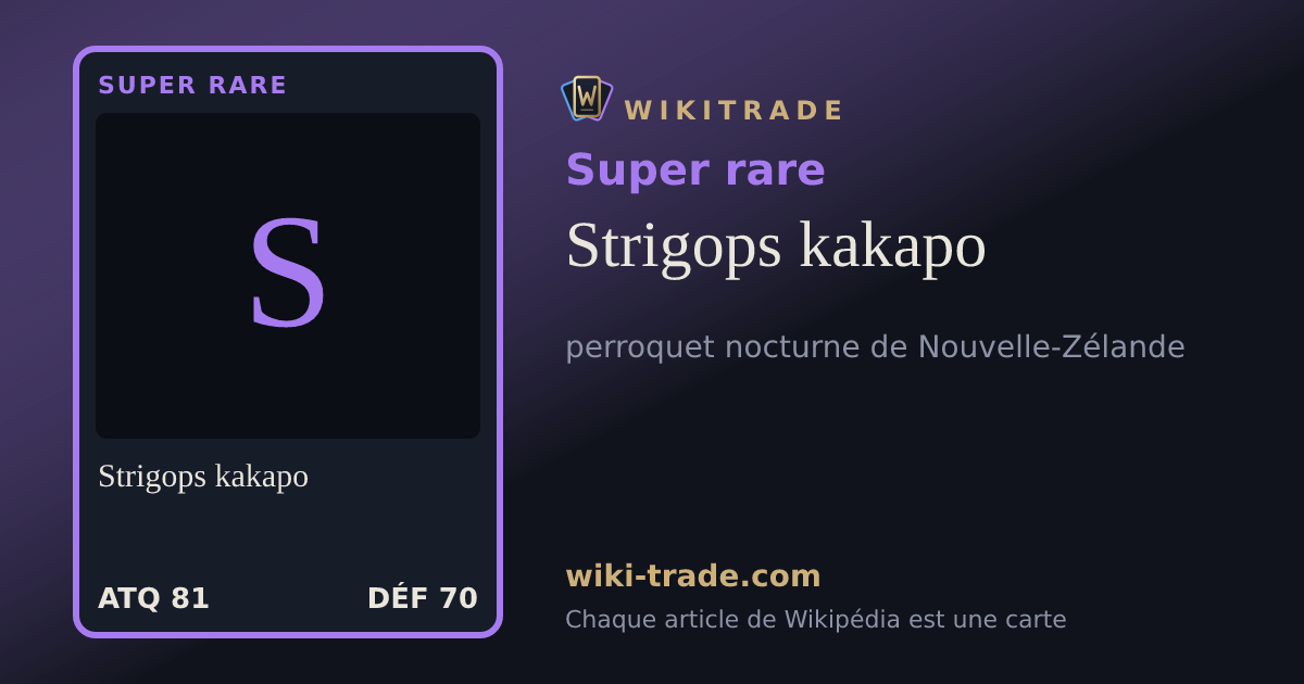Strigops kakapo — carte Super rare