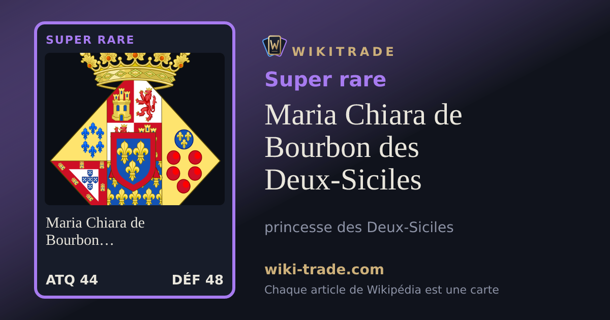 Maria Chiara de Bourbon des Deux-Siciles — carte Super rare