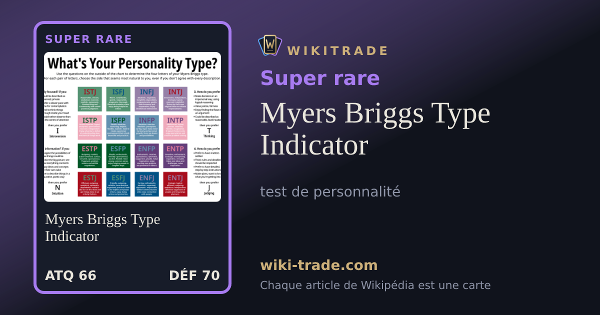 Myers Briggs Type Indicator — carte Super rare