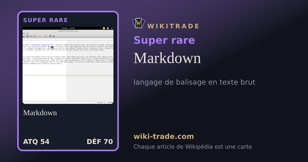 Markdown — carte Super rare