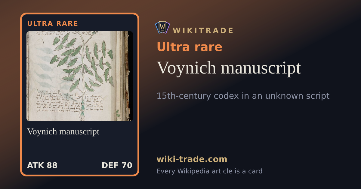 Voynich manuscript — Ultra rare card