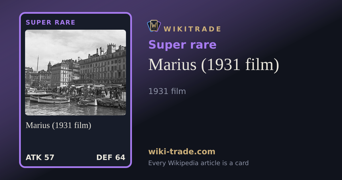Marius (1931 film) — Super rare card