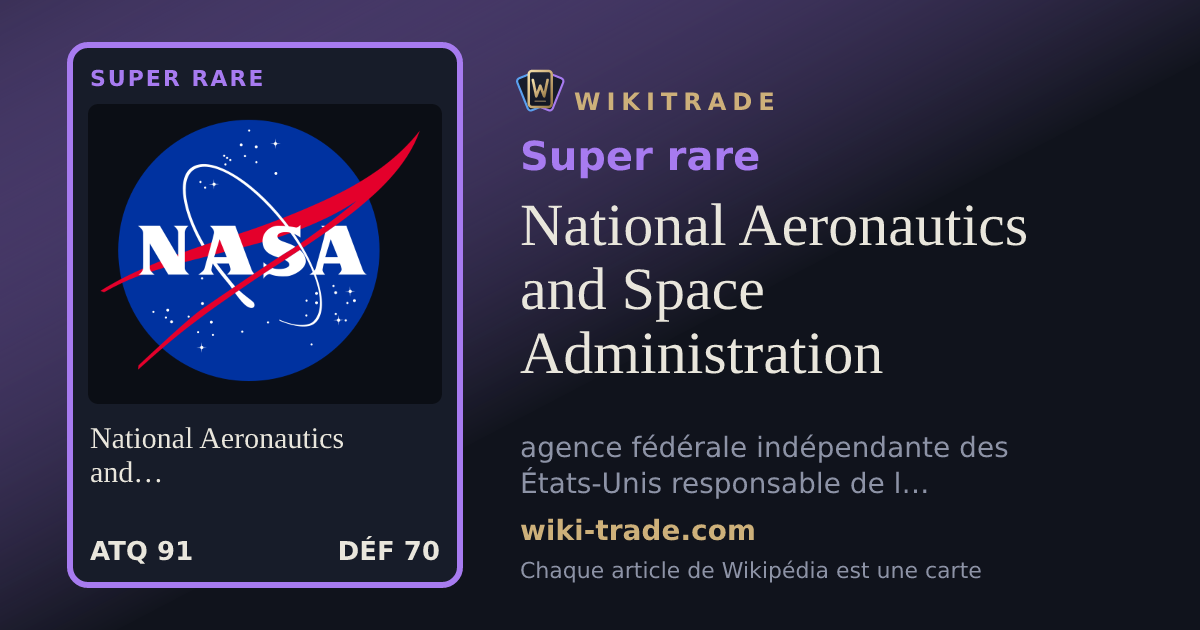 National Aeronautics and Space Administration — carte Super rare