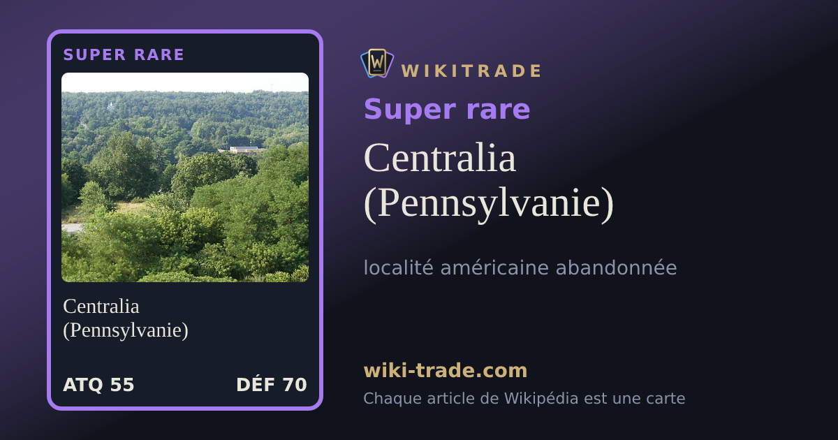 Centralia (Pennsylvanie) — carte Super rare