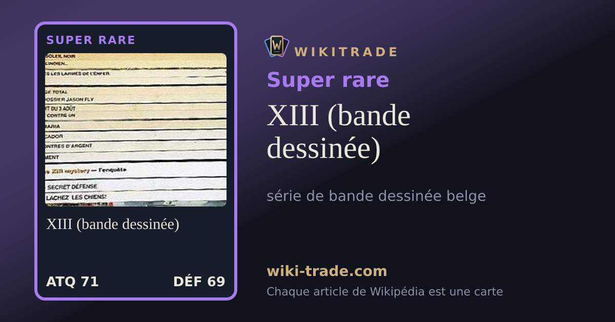 XIII (bande dessinée) — carte Super rare