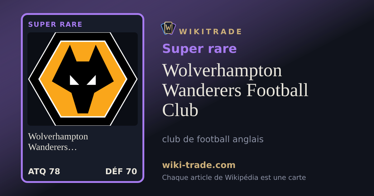 Wolverhampton Wanderers Football Club — carte Super rare
