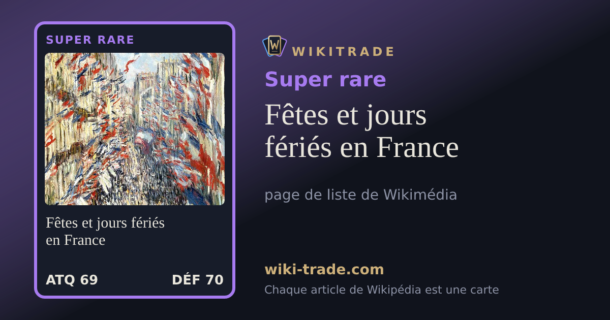 Fêtes et jours fériés en France — carte Super rare