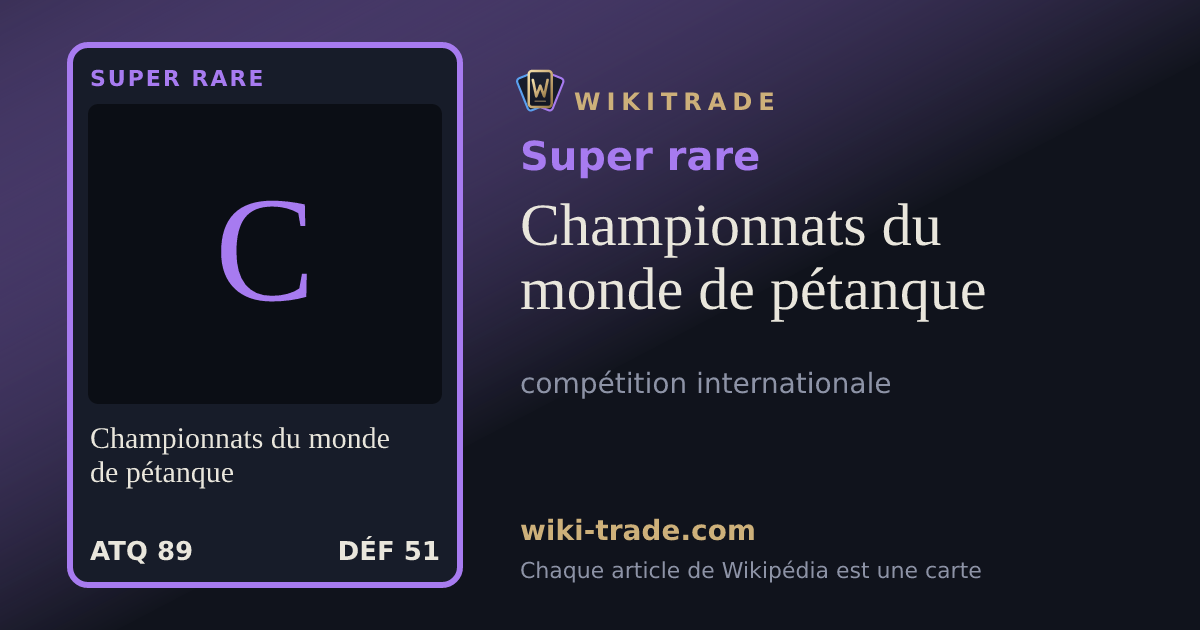 Championnats du monde de pétanque — carte Super rare