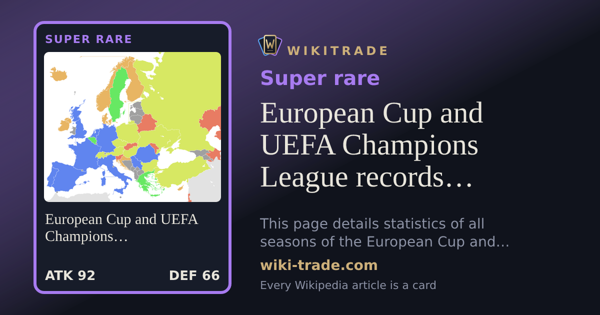 European Cup and UEFA Champions League records and statistics — Super rare card