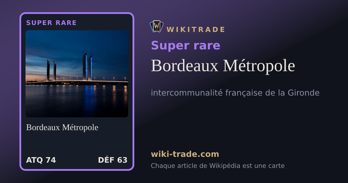 Bordeaux Métropole — carte Super rare