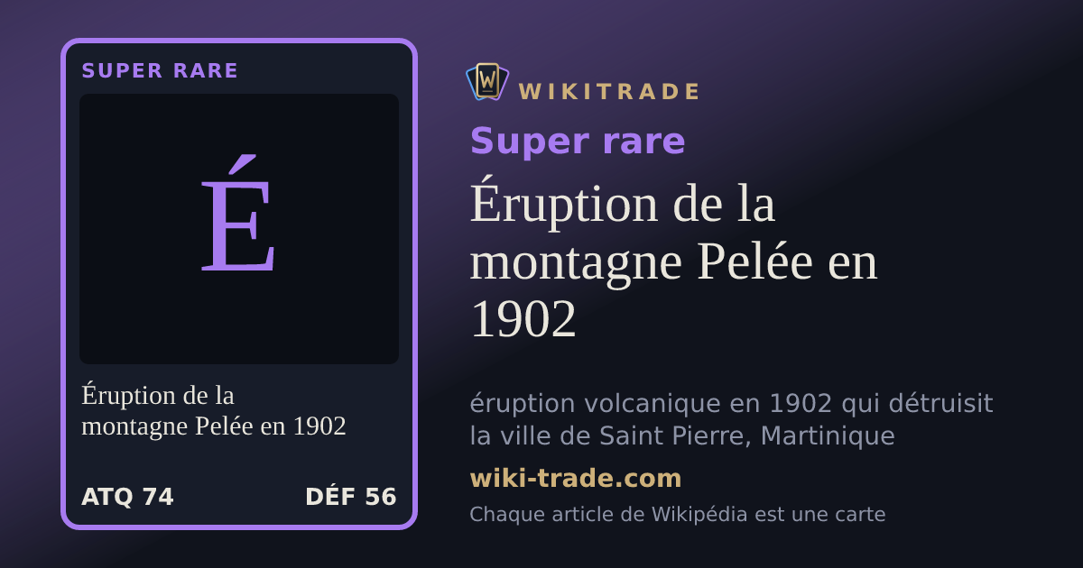 Éruption de la montagne Pelée en 1902 — carte Super rare