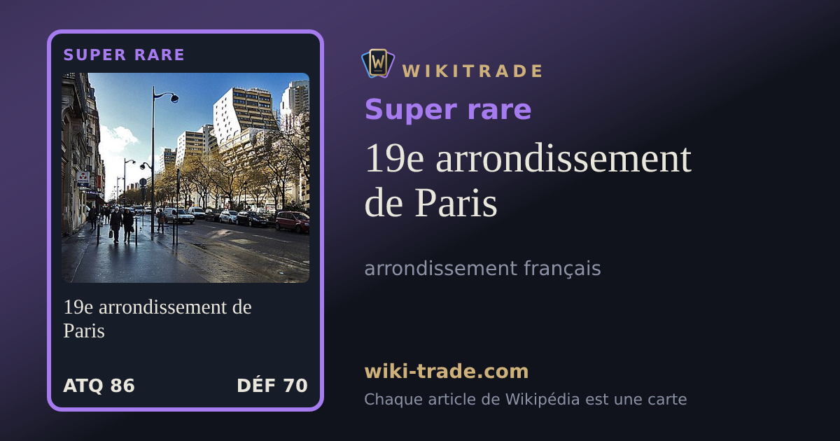 19e arrondissement de Paris — carte Super rare