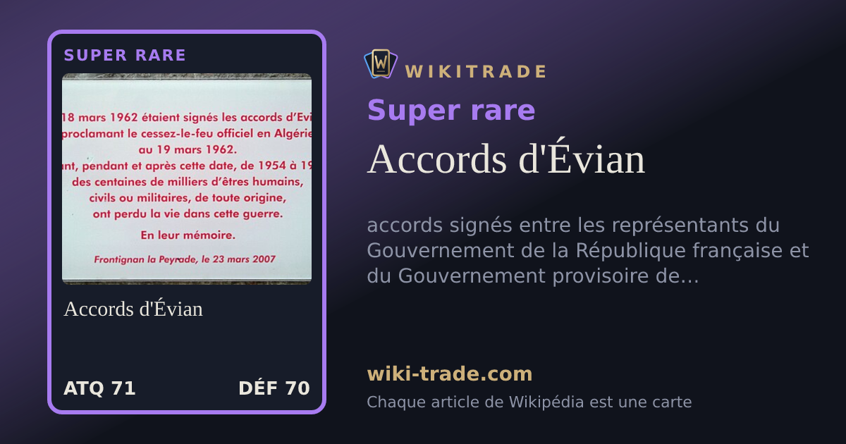 Accords d'Évian — carte Super rare