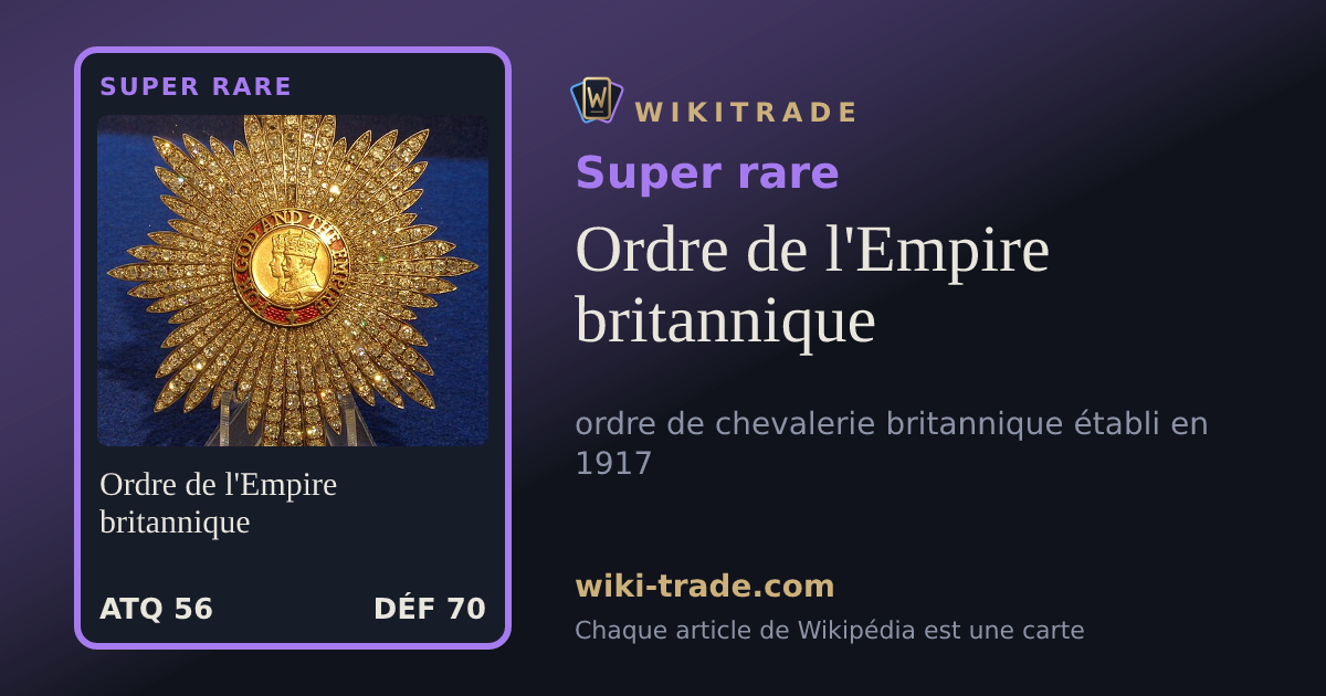 Ordre de l'Empire britannique — carte Super rare