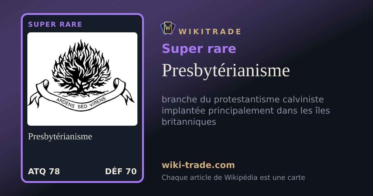 Presbytérianisme — carte Super rare