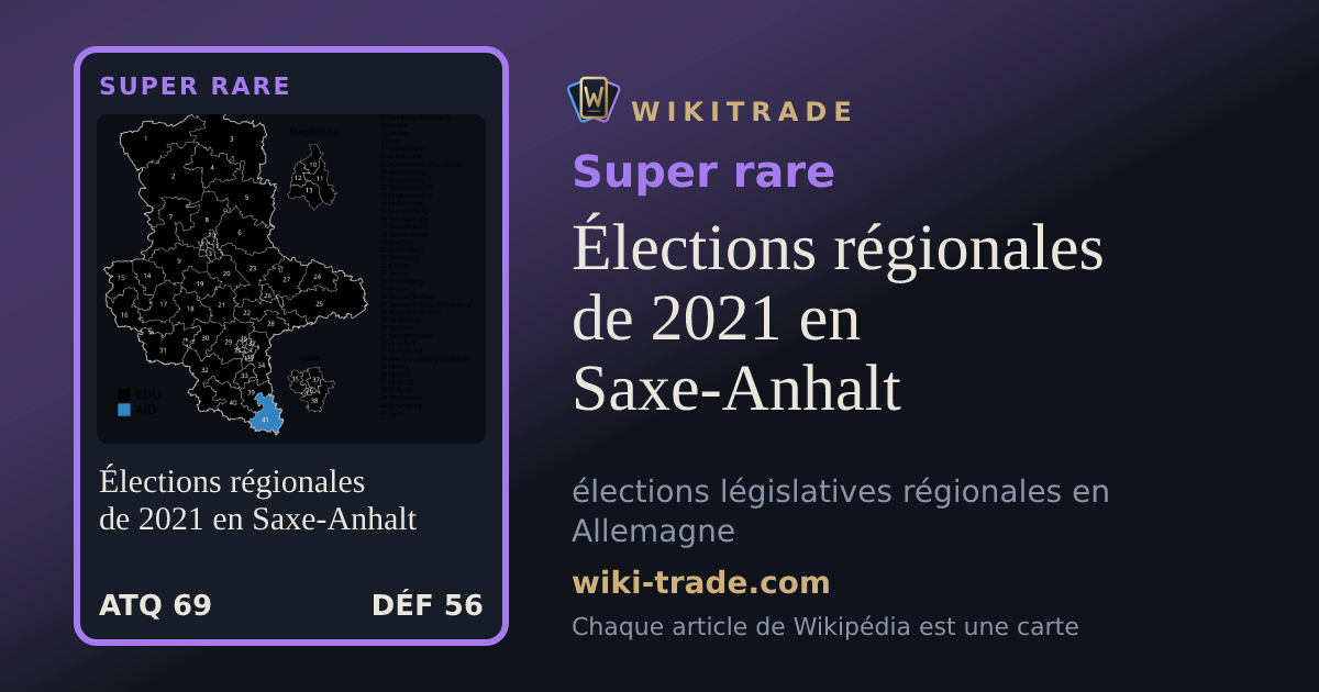 Élections régionales de 2021 en Saxe-Anhalt — carte Super rare