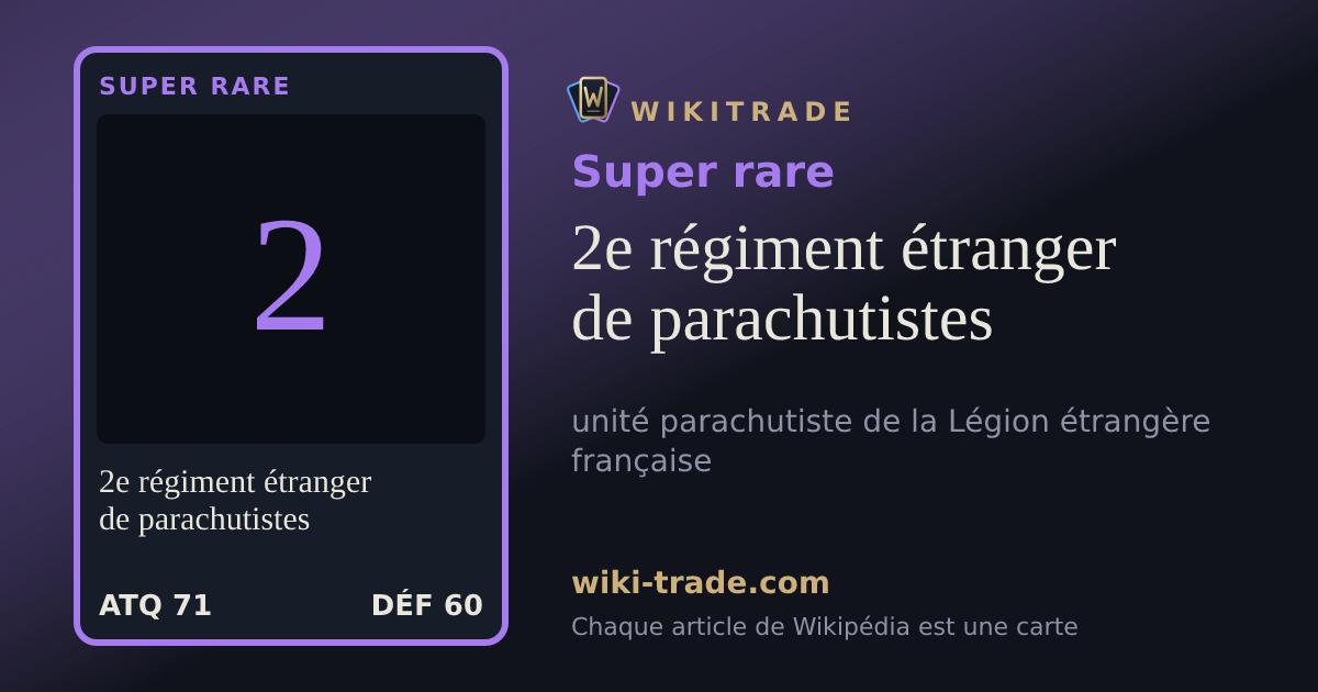 2e régiment étranger de parachutistes — carte Super rare