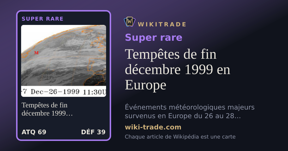 Tempêtes de fin décembre 1999 en Europe — carte Super rare