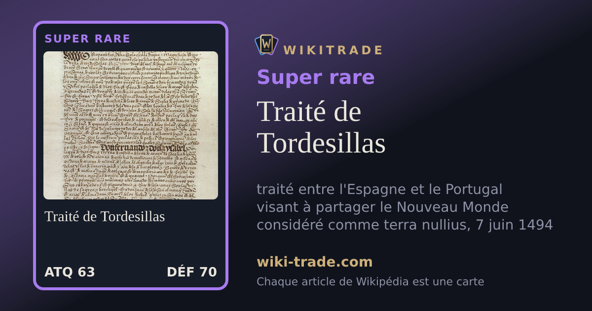 Traité de Tordesillas — carte Super rare