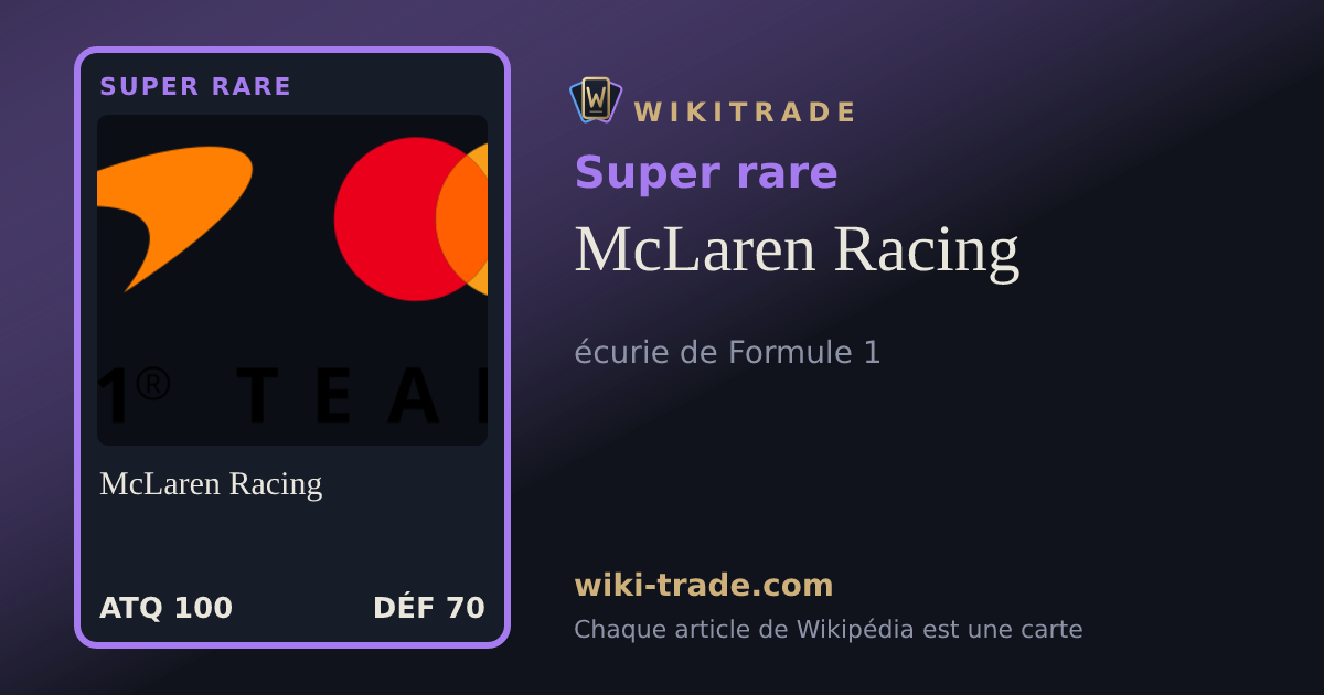 McLaren Racing — carte Super rare