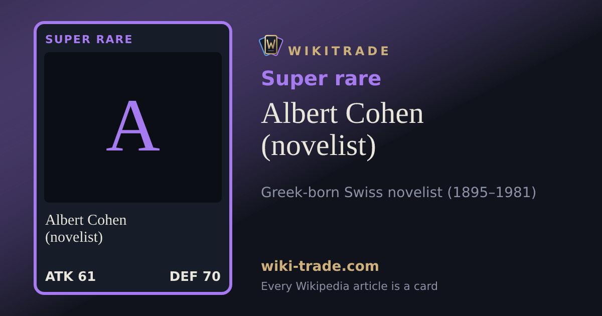Albert Cohen (novelist) — Super rare card