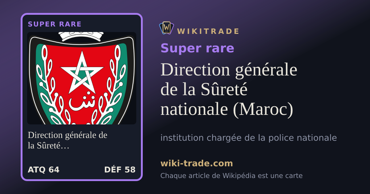 Direction générale de la Sûreté nationale (Maroc) — carte Super rare