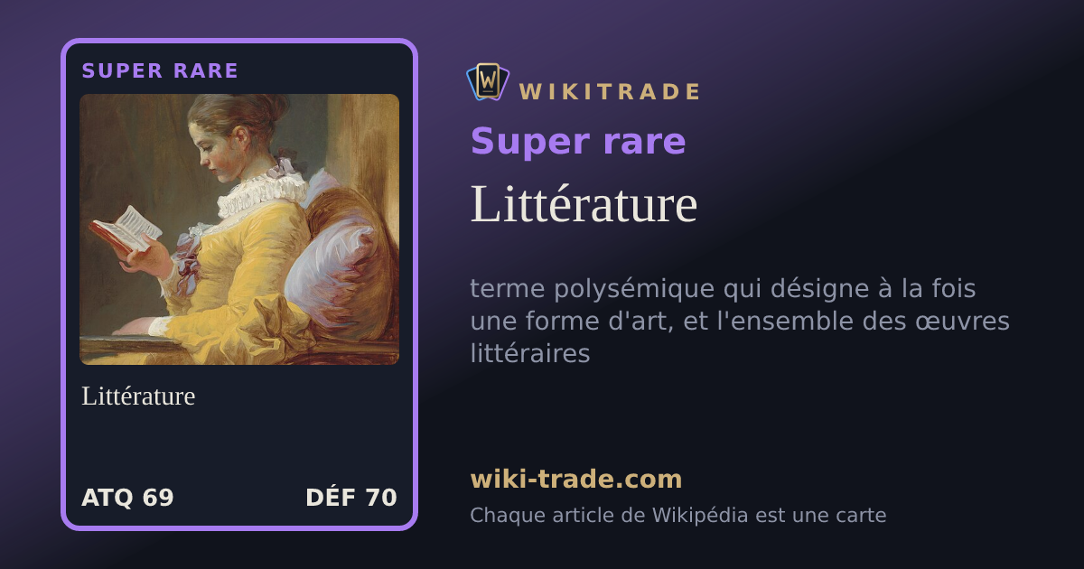 Littérature — carte Super rare