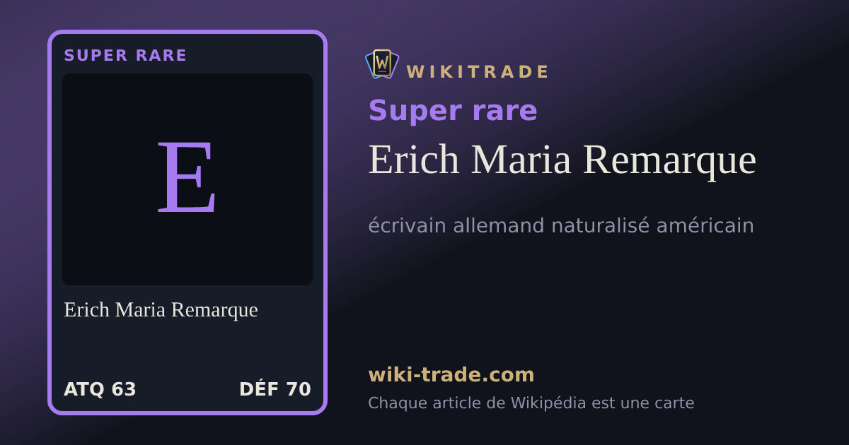 Erich Maria Remarque — carte Super rare