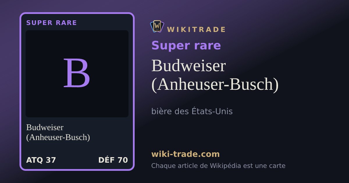 Budweiser (Anheuser-Busch) — carte Super rare