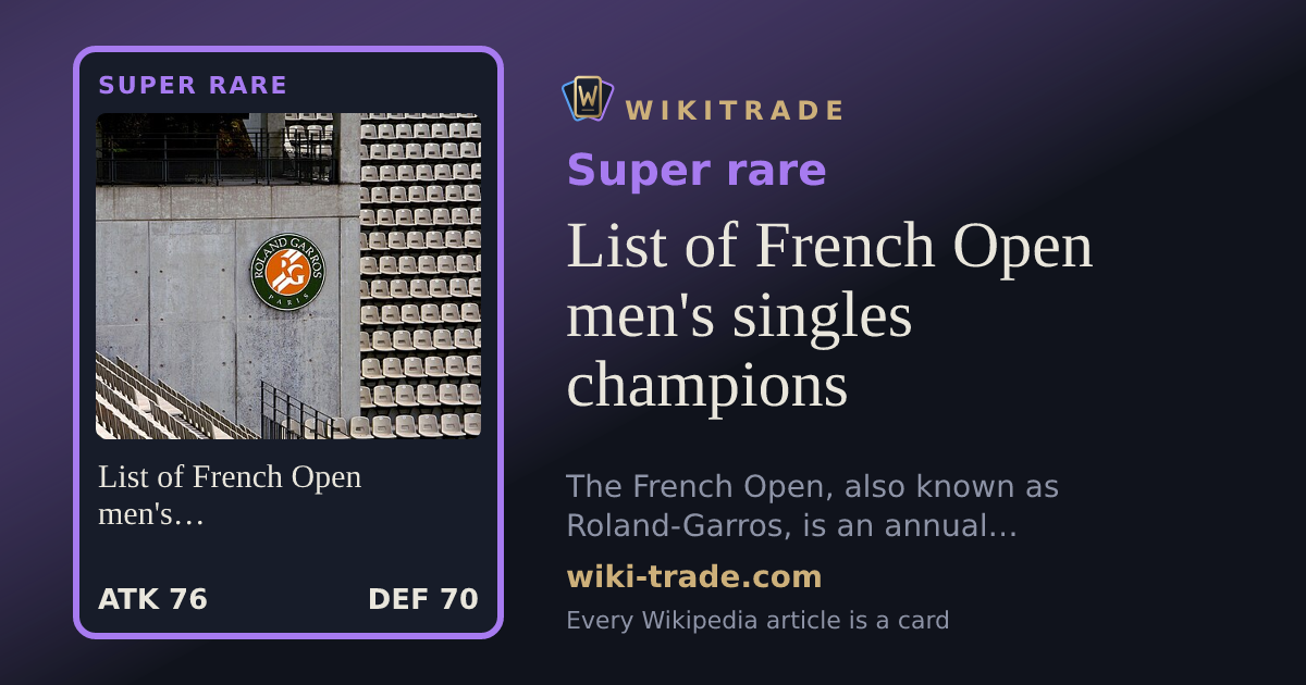 List of French Open men's singles champions — Super rare card
