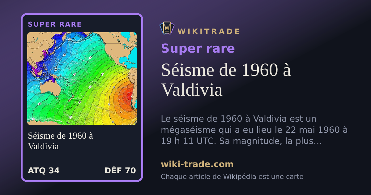 Séisme de 1960 à Valdivia — carte Super rare