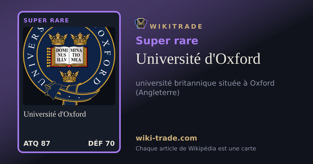 Université d'Oxford — carte Super rare