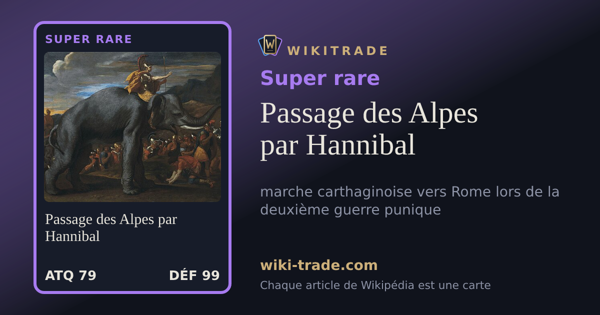 Passage des Alpes par Hannibal — carte Super rare