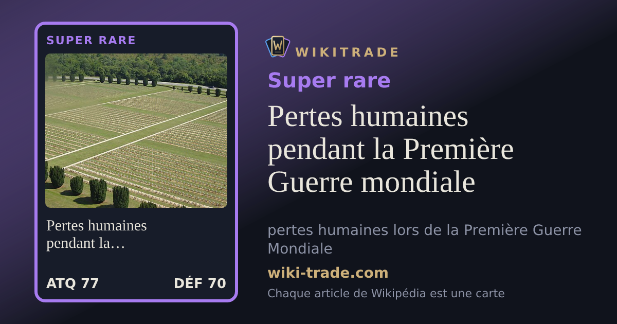 Pertes humaines pendant la Première Guerre mondiale — carte Super rare