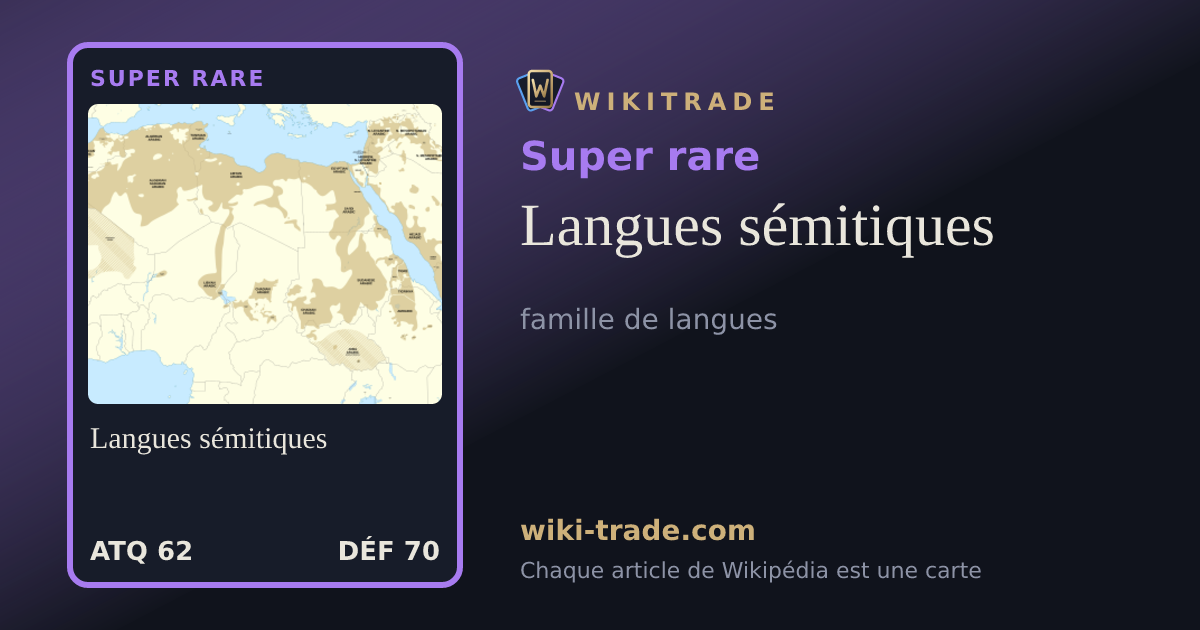 Langues sémitiques — carte Super rare