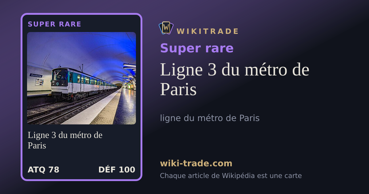 Ligne 3 du métro de Paris — carte Super rare