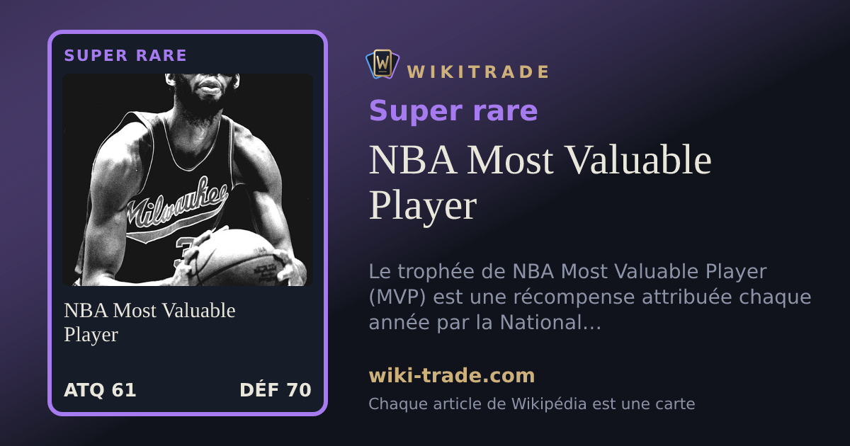 NBA Most Valuable Player — carte Super rare