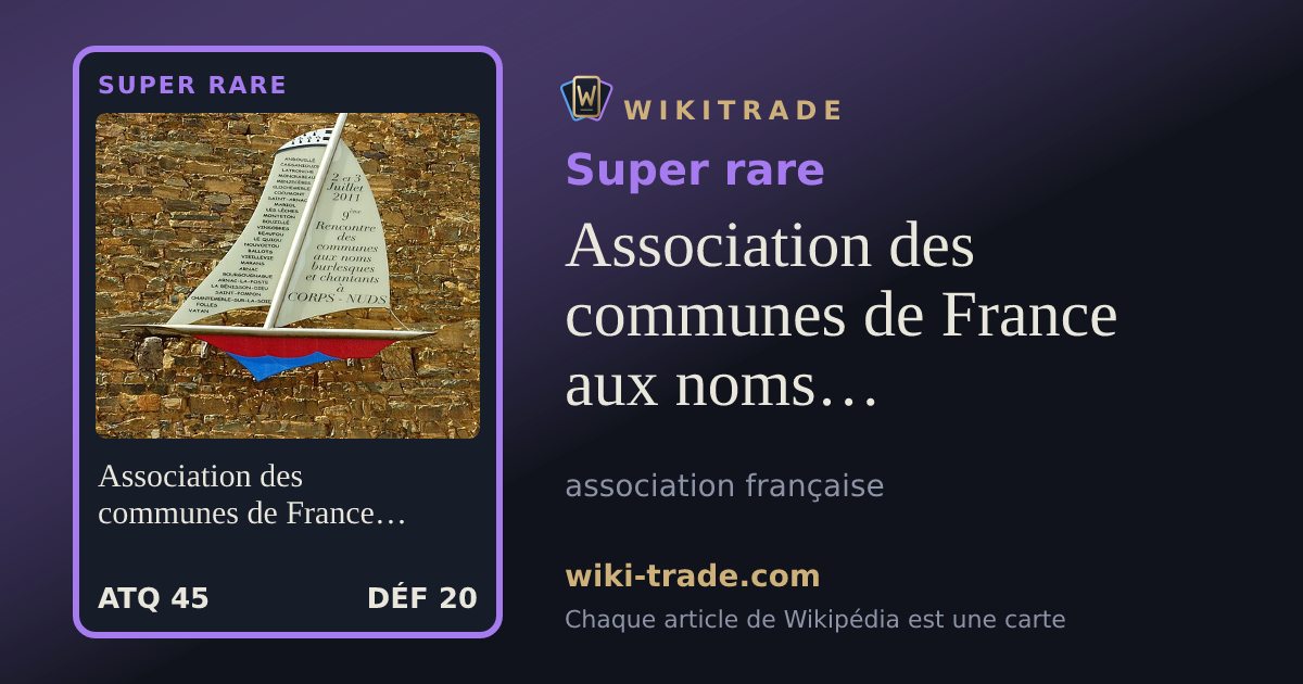Association des communes de France aux noms burlesques et chantants — carte Super rare