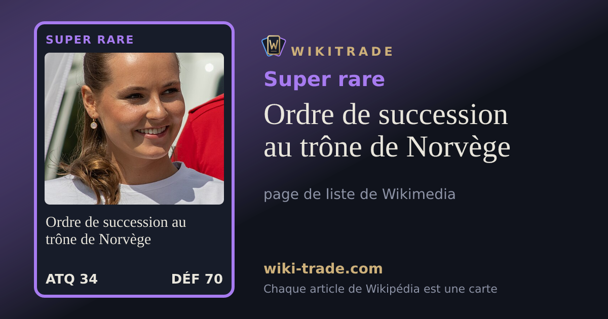 Ordre de succession au trône de Norvège — carte Super rare